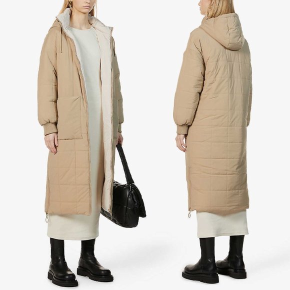 Topshop Jackets & Blazers - NWT Topshop Pearl Padded Hooded Longline Coat Reversible Jacket Cream Ecru Beige